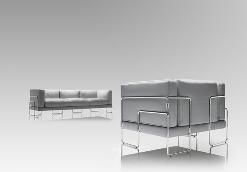 Modernes Sofa - PEN CLUB - steiner - Stoff / Leder / grau