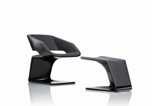Sessel / originelles Design - ORA GAMI - steiner - Leder / Stoff / mit Fußstütze
