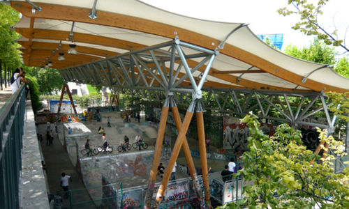 Holz-/Metallstruktur-Flächentragwerk - PARIS BERCY - SMC2 - für Abdeckung / mit Polyestermembran / lichtdurchlässig