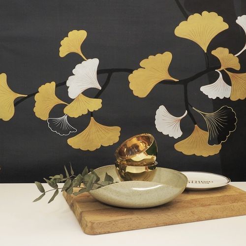 Orient-Tapete - GINKGO - Misha wallcoverings - Seide / Blumenmotiv / chinesisches Motiv