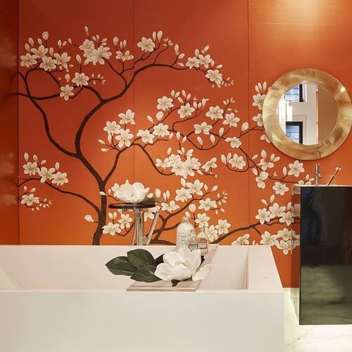 Orient-Tapete - MAGNOLIA TREE - Misha wallcoverings - Seide / Blumenmotiv / chinesisches Motiv