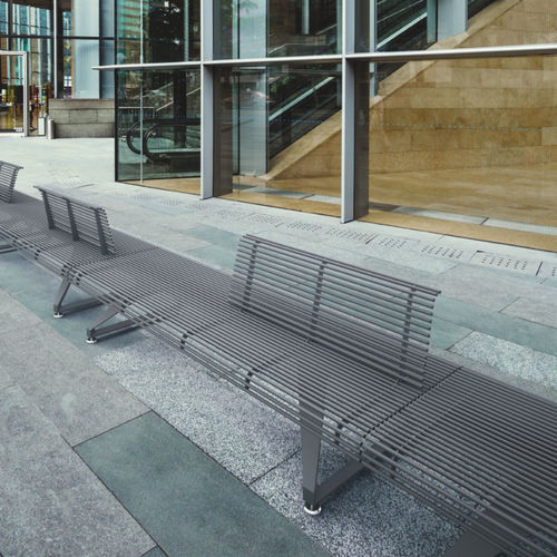 Moderne Bank für den öffentlichen Raum - AIR-PORT A - METALCO - Aluminium / Stahl / mit Rückenlehne