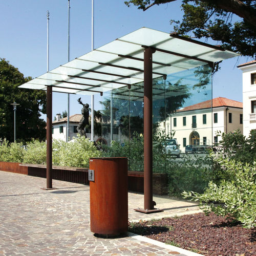 Buswartehalle / pulverbeschichteter Stahl - ATENA - METALCO - Hartglas / mit Bank / LED