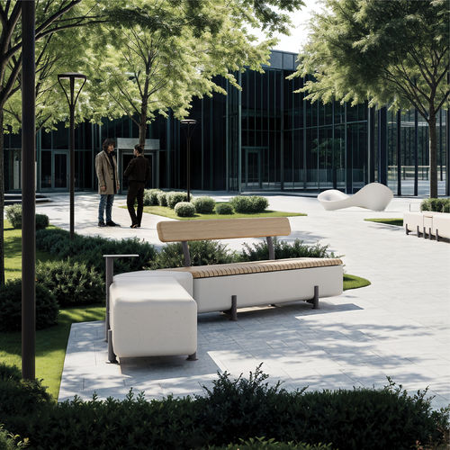 Moderne Bank für den öffentlichen Raum - SOFÀ - METALCO - aus lackiertem Aluminium / Holz / Kunststein