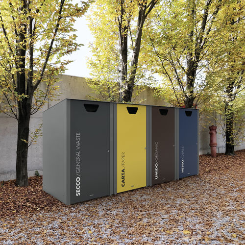 Recyclings-Mülltonnenbox - COVER 240 - METALCO - pulverbeschichteter Stahl