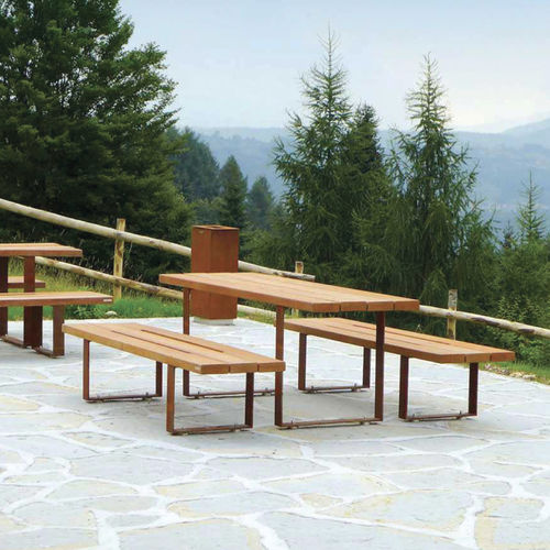 Moderner Picknicktisch - PIC BULL - METALCO - Holz / Gestell aus COR-TEN®-Stahl / rechteckig