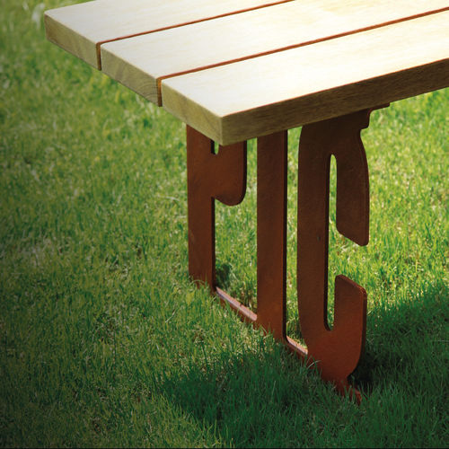 Moderne Tischgarnitur - PIC NIC - METALCO - Stahlblech / Massivholz / aus lackiertem Stahl