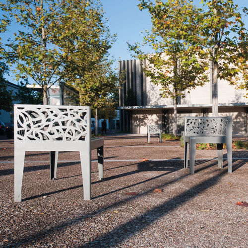 Moderne Bank für den öffentlichen Raum - COLOR CORTEN STYLE - METALCO - pulverbeschichteter Stahl / Stahlblech / COR-TEN®-Stahl