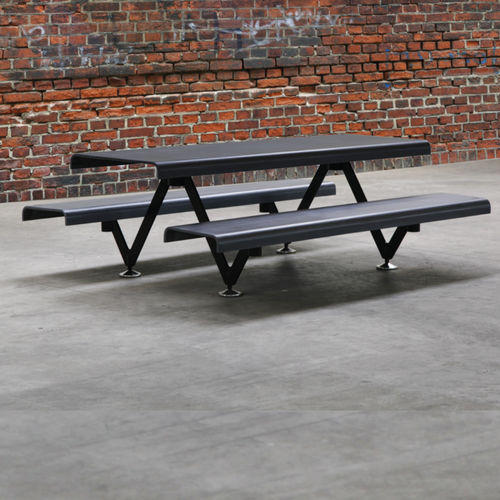 Moderner Picknicktisch - AIR - C | AIR - CS - METALCO - aus lackiertem Stahl / Hochleistungsbeton / gebogen