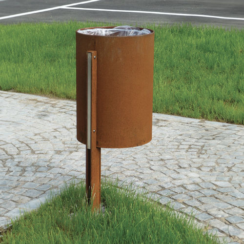Park-Abfallbehälter - CORTE - METALCO - auf Beinen / aus lackiertem Stahl / COR-TEN®-Stahl