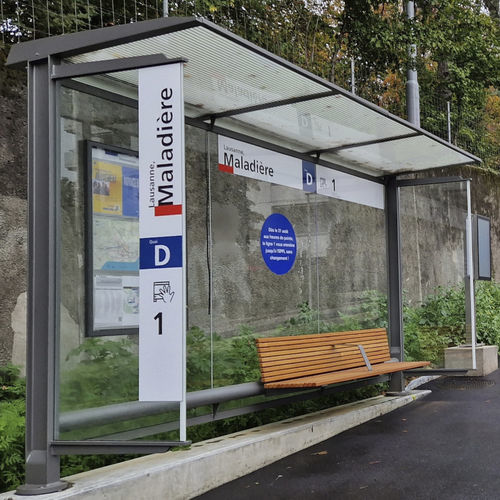 Glasbuswartehalle - PENSILIS 1223 - METALCO - Stahl / pulverbeschichteter Stahl / Brettschichtholz