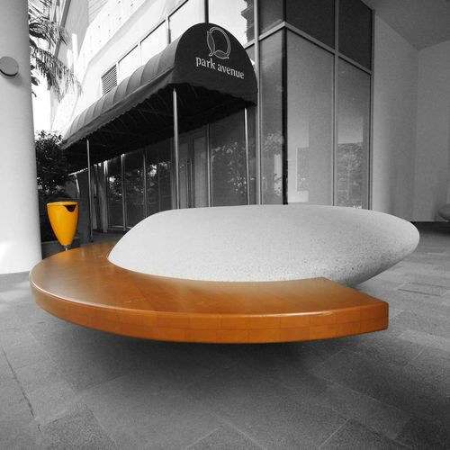 Moderne Bank für den öffentlichen Raum - MOONSTONE - METALCO - Holz / Kunststein / ohne Rückenlehne