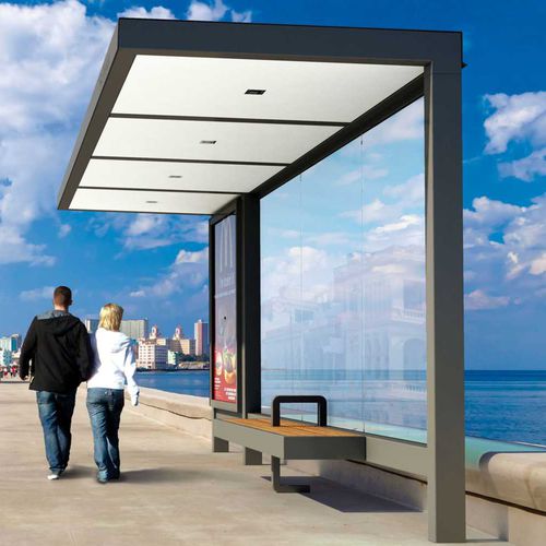 Buswartehalle / galvanisiertem Stahl - HUT - METALCO - extrudiertes Aluminium / Glas / Stahlblech