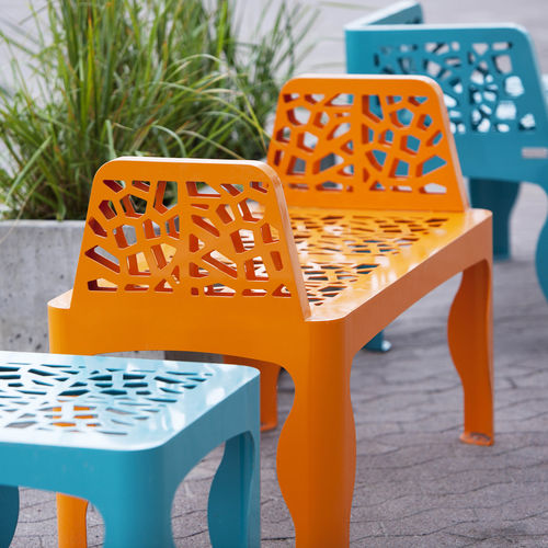 Bank für den öffentlichen Raum / originelles Design - CORAL - LAB23 - galvanisiertem Stahl / COR-TEN®-Stahl / mit Rückenlehne