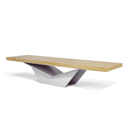 Moderne Bank für den öffentlichen Raum - FREEDOM - LAB23 - Holz / galvanisiertem Stahl / COR-TEN®-Stahl