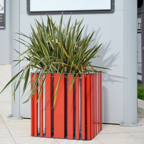 Holz-Pflanzkübel - MOKO - LAB23 - galvanisiertem Stahl / quadratisch / modern