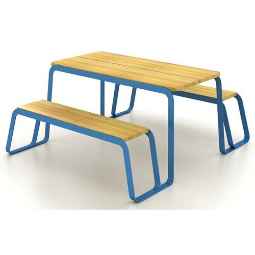 Moderner Picknicktisch - TAVOLEE - LAB23 - Massivholz / aus lackiertem Stahl / rechteckig