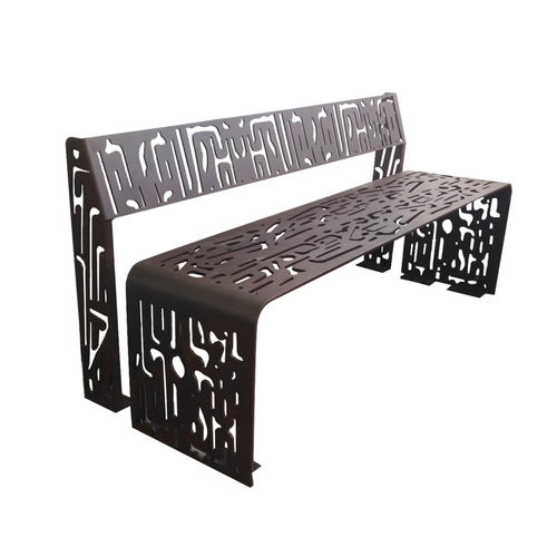 Bank für den öffentlichen Raum / originelles Design - PLEGADO - LAB23 - galvanisiertem Stahl / COR-TEN®-Stahl / mit Rückenlehne