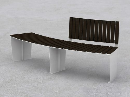 Moderne Bank für den öffentlichen Raum - ARMONIA - LAB23 - Holz / Stahl / mit Rückenlehne