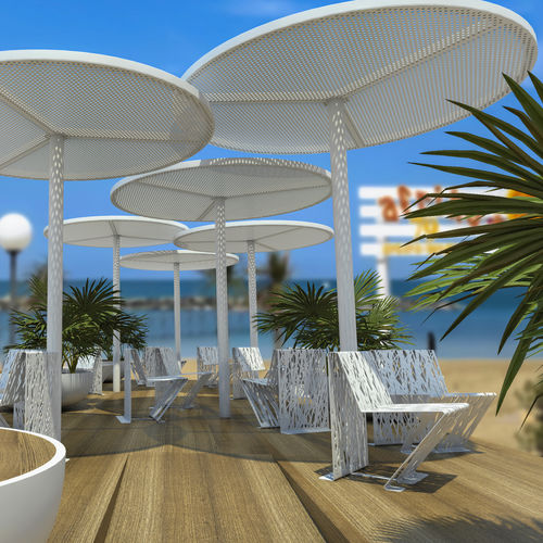 Selbsttragende Pergola - SHADE - LAB23 - galvanisiertem Stahl / PP / für öffentliche Bereiche