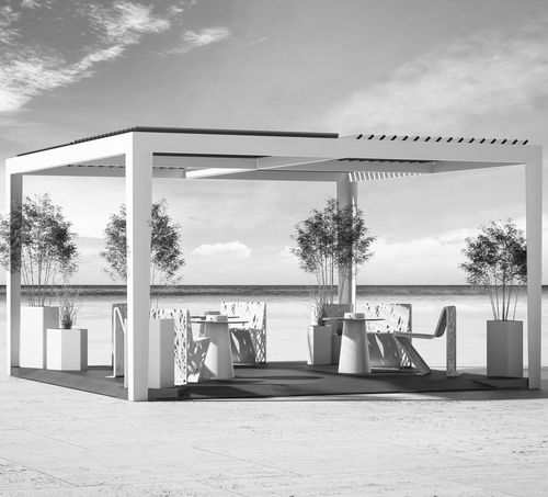 Selbsttragende Pergola - KIOSK RECTANGULAR - LAB23 - Holz / galvanisiertem Stahl / pulverbeschichteter Stahl