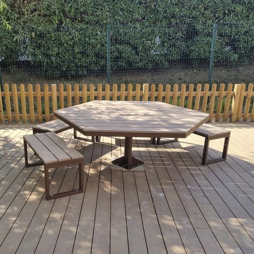 Moderner Picknicktisch - EVO  - LAB23 - Holz / galvanisiertem Stahl / Gestell aus Stahl
