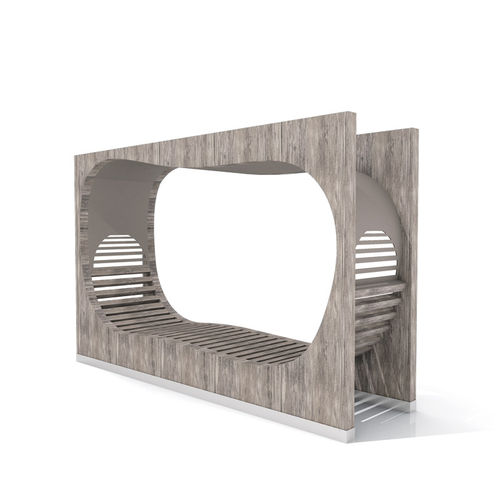 Bank für den öffentlichen Raum / originelles Design - STRATES - LAB23 - Tropenholz / galvanisiertem Stahl / Stahlblech