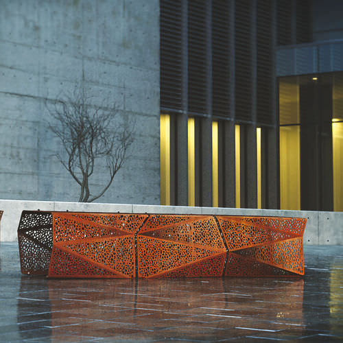 Bank für den öffentlichen Raum / originelles Design - ZADIG - LAB23 - galvanisiertem Stahl / COR-TEN®-Stahl / modular