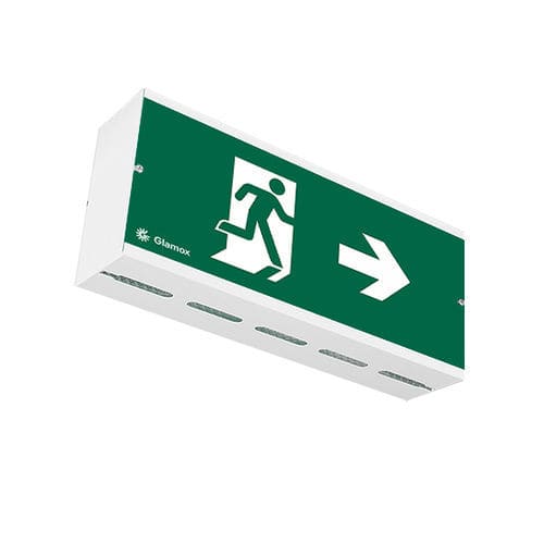 Notbeleuchtung für Aufbau - E30  - GLAMOX - rechteckig / LED / aus lackiertem Stahl