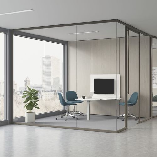 Abnehmbare Trennwand - TEK VUE - Teknion - Dreh-Schiebe / Glas / für professionellen Einsatz