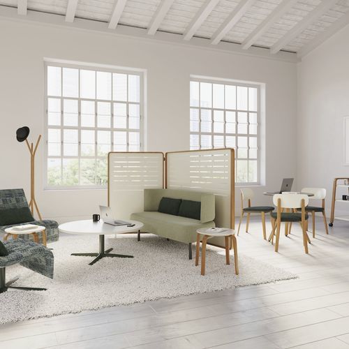 Bodenstehende Bürotrennwand - ZONES - Teknion - Holz / modulierbar / weiß