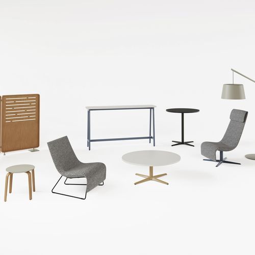 Moderner Kaminsessel - ZONES SOLO - Teknion - Stoff / Aluminium / mit Kopfstütze