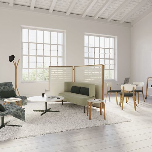 Modernes Sofa - ZONES  - Teknion - Stoff / mit Ablage / grau