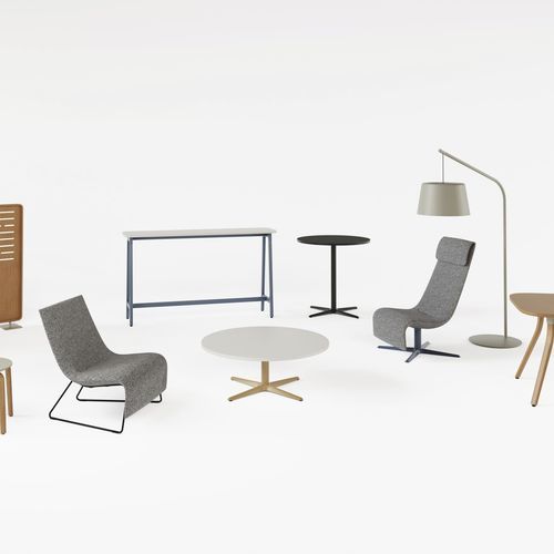 Moderner Couchtisch - ZONES  - Teknion - Holz / Metall / rund