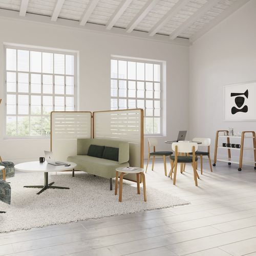 Moderner Hocker - ZONES  - Teknion - Gestell aus Holz / Polster / stapelbar