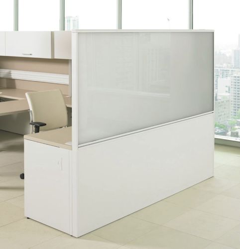 Bodenstehende Bürotrennwand - EXPANSION - Teknion - Tisch / Glas / Laminat