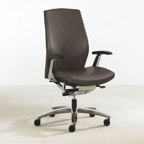 Moderner Bürosessel - MARINI - Teknion - Leder / Aluminium / höhenverstellbar