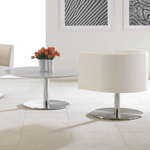 Moderner Couchtisch - VIGNETTE - Teknion - aus verchromtem Metall / Marmor / Gestell aus Metall
