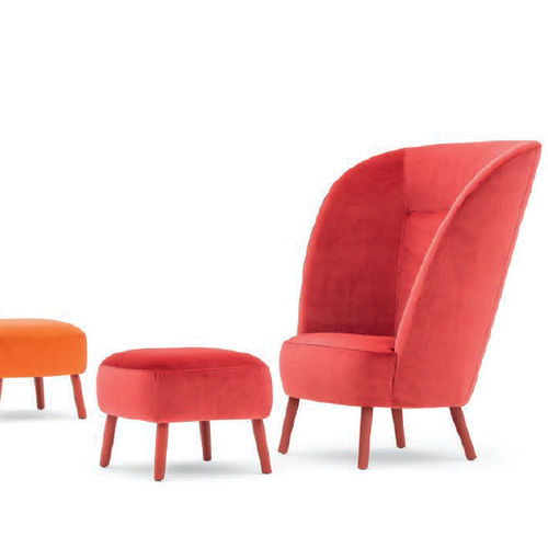Moderner Sessel - ROSE - Montbel - Stoff / mit Fußstütze / blau