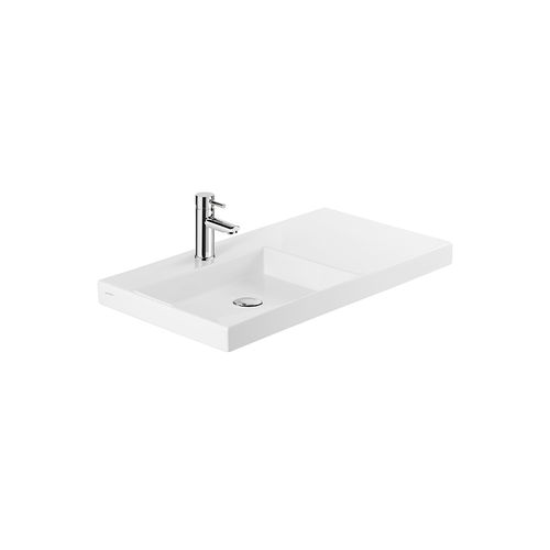 Wand-Waschbecken - VISTA : 109400004 - Sanindusa - Keramik / mit integrierter Waschtischplatte / rechteckig
