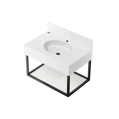 Wand-Waschbecken - ALVA - Sanindusa - Mineralwerkstoff / mit Ablage / rechteckig