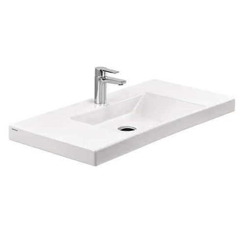 Wand-Waschbecken - VISTA 90 - Sanindusa - Keramik / Mischbatterie / rechteckig
