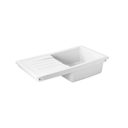 Einbeckenspüle - Reno XS : 731300V - Sanindusa - mit Abtropffläche / Keramik / einbaufähig