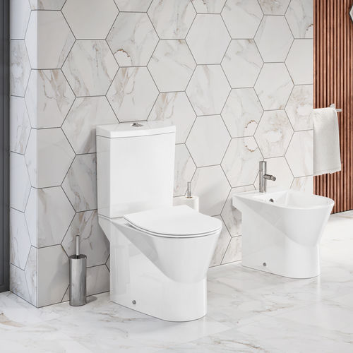 Monoblock-WC - URB.Y S/H - Sanindusa - bodenstehend / Keramik / für den Wohnbereich