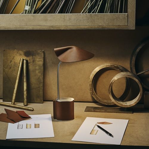 Tischlampe - PICO - HISLE - Edelstahl / Leder / modern