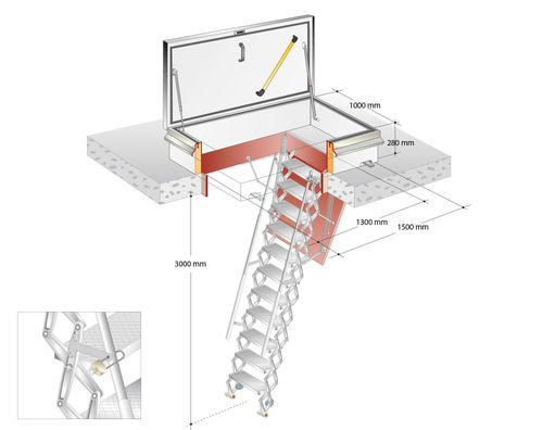 Dach-Revisionsklappe - RHT1015 - XL - Gorter - rechteckig / Aluminium / mit einziehbarer Leiter