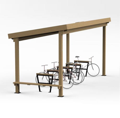 Fahrradunterstand mit integrierter Bank - O’VÉLO    - Rondino - mit Bewegungsmelder / mit LED-Licht / wasserdicht