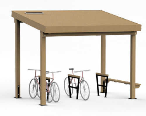 Fahrradunterstand mit Solarpaneel - O’VÉLO PM  - Rondino - mit integrierter Bank / mit Bewegungsmelder / mit LED-Licht