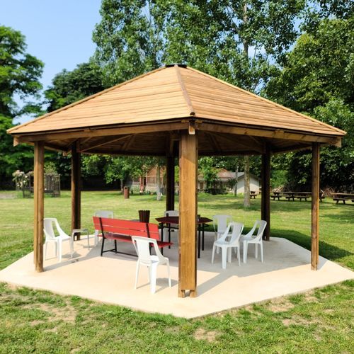 Holzpavillon - 650 066 - Rondino - Holzdach / mit Holzstruktur / für Gewerbegebrauch
