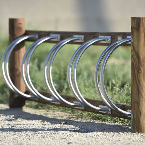 Bodenstehender Fahrradständer - 630 006-181 - Rondino - Stahl / Holz / für professionellen Einsatz